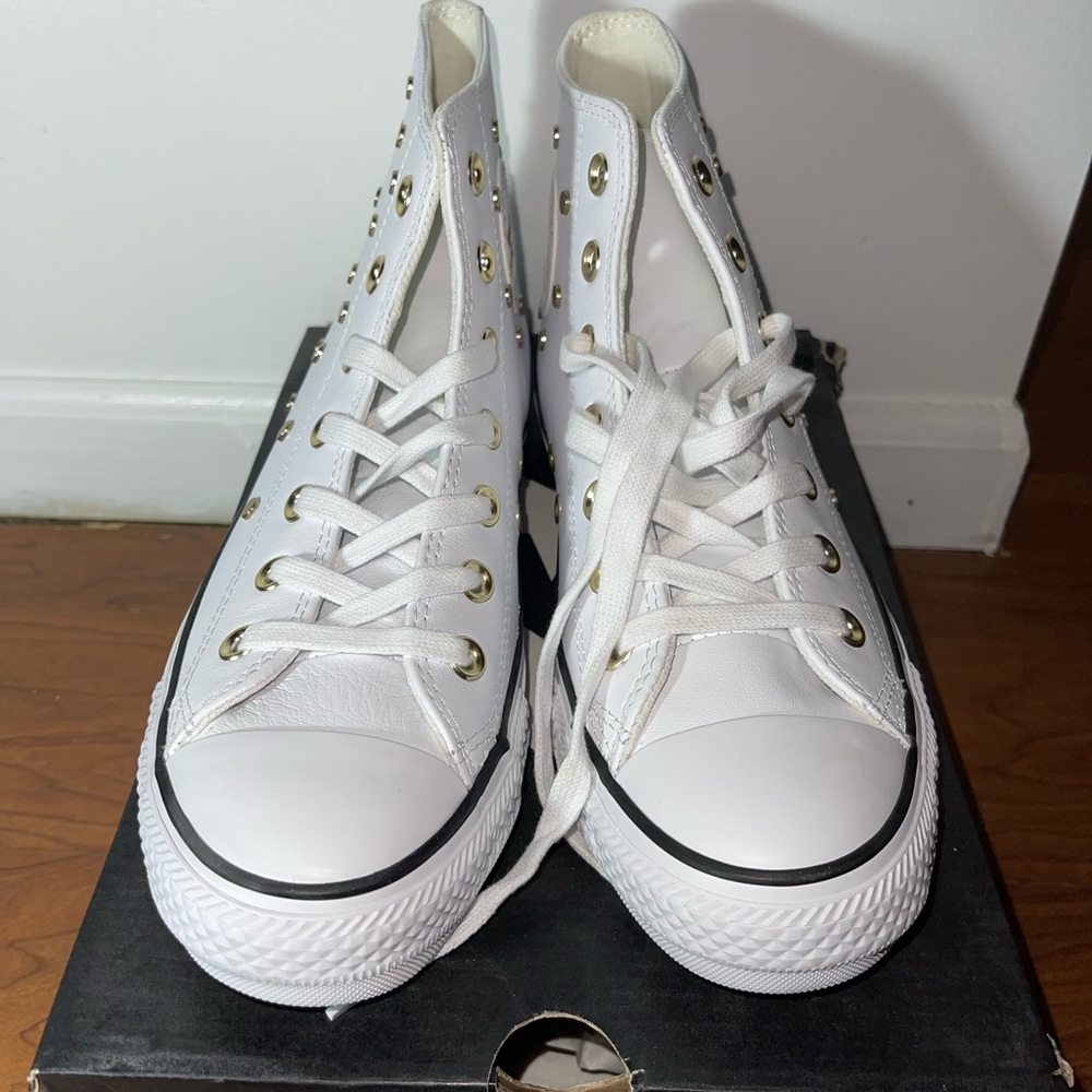CONVERSE WHITE/GOLD POLKA DOTS - Picture 4 of 7